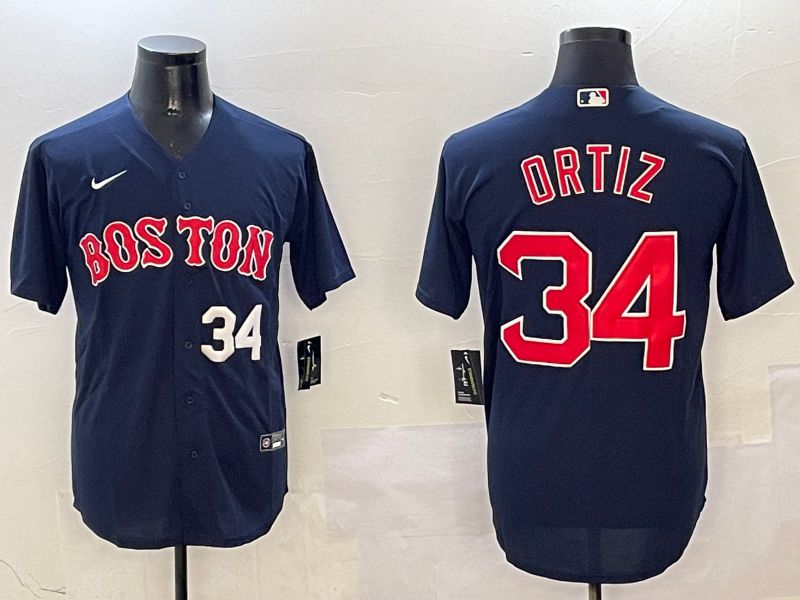 Men Boston Red Sox #34 Ortiz Blue Game 2025 Nike MLB Jersey style 5->boston red sox->MLB Jersey